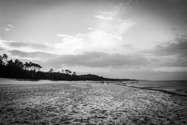 Beau Paysage Hiver Plage Sur Mer Baltique Avec Neige Pologne — Photo