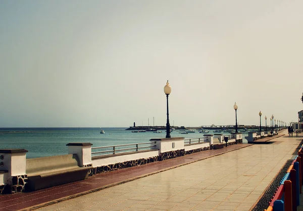 Bellissimo Paesaggio Balneare Dalla Capitale Delle Isole Canarie Lanzarote Arrecife — Foto Stock