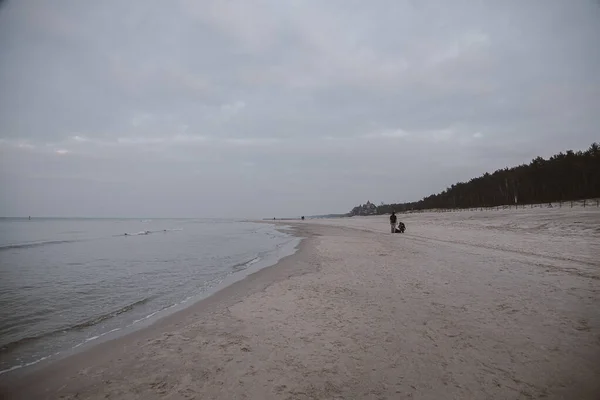 Hermoso Paisaje Junto Mar Báltico Día Frío Gris Tranquilo Polonia —  Fotos de Stock