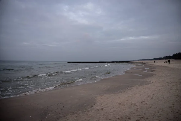 Bela Paisagem Junto Mar Baltico Dia Frio Cinza Calmo Polônia — Fotografia de Stock