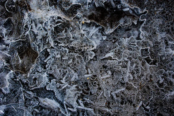 Красивий Цікавий Абстрактний Фон Льодом Крупним Планом Замерзлій Калюжі — стокове фото