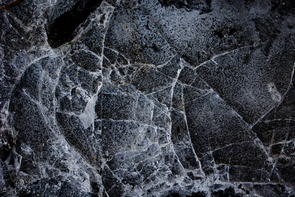 Krásné Zajímavé Abstraktní Pozadí Ledem Zblízka Zamrzlé Louži — Stock fotografie
