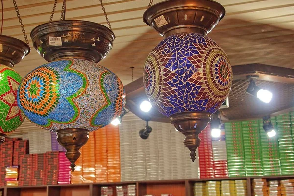 Beautiful Turkish Islamic Colorful Original Glass Lamps — Stock Photo, Image