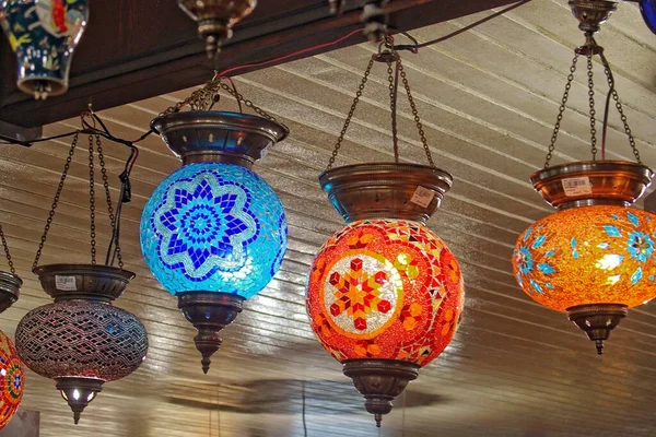 Gyönyörű Török Iszlám Színes Eredeti Üveg Lámpák — Stock Fotó