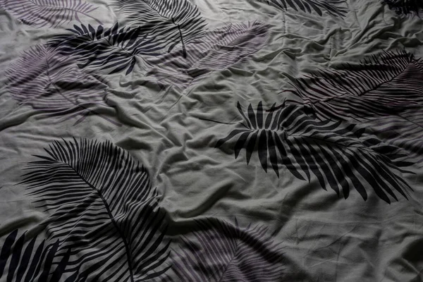 Красивый Черный Белый Фон Ткани Листьями — стоковое фото