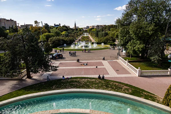 Hermoso Paisaje Urbano Ciudad Española Zaragoza Cálido Día Primavera Con — Foto de Stock