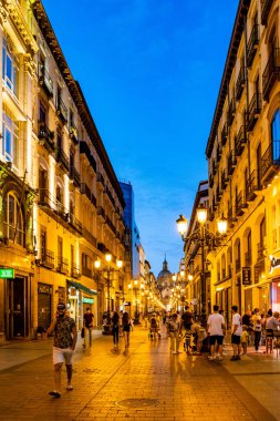 Salgın sırasında Zaragoza 'nın güzel gece manzarası.