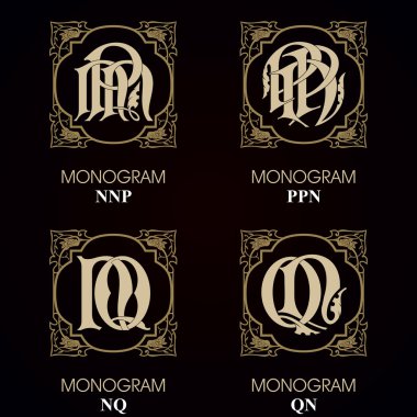 Vintage Monogram - 4 set