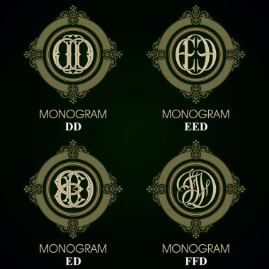Vintage Monogram - 4 set