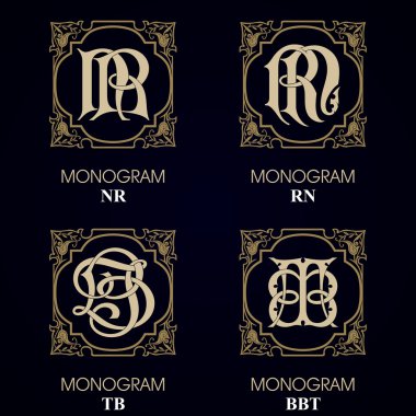 Vintage Monogram - 4 set