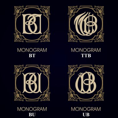 Vintage Monogram - 4 set