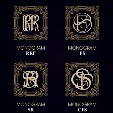 Vintage Monogram - 4 set