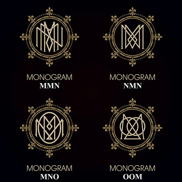 Monogramas vintage - 4 conjuntos — Vetor de Stock