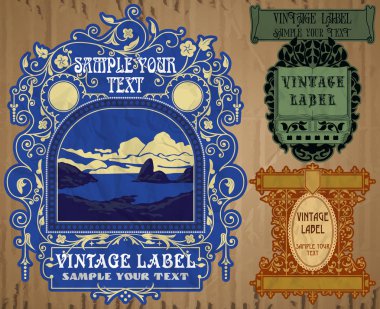 Vektör vintage öğeler: etiket art nouveau