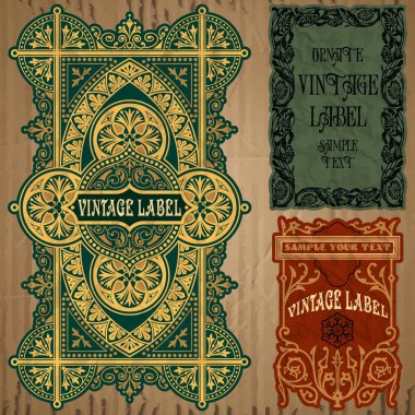 Vector vintage items: label art nouveau clipart