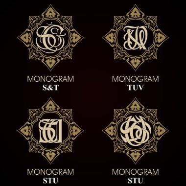 Vintage Monogram - 4 set