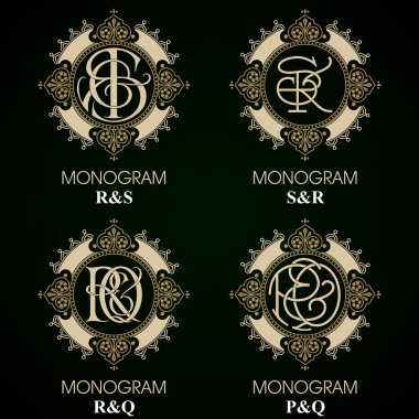 Vintage Monogram - 4 set