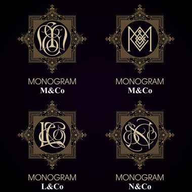 Vintage Monogram - 4 set