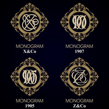 Vintage Monogram - 4 set