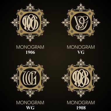 Vintage Monogram - 4 set