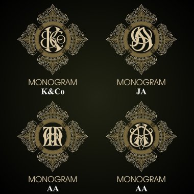 Vintage Monogram - 4 set
