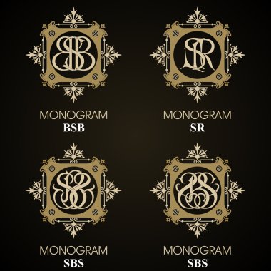 Vintage Monogram - 4 set