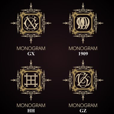 Vintage Monogram - 4 set