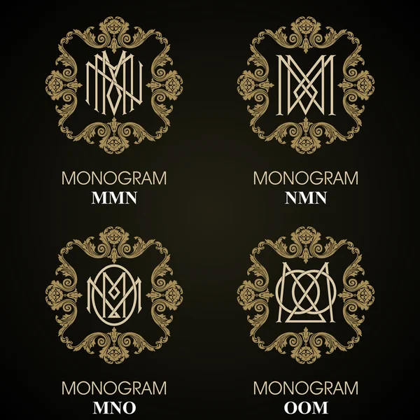 Vintage Monogram - 4 set — Stok Vektör