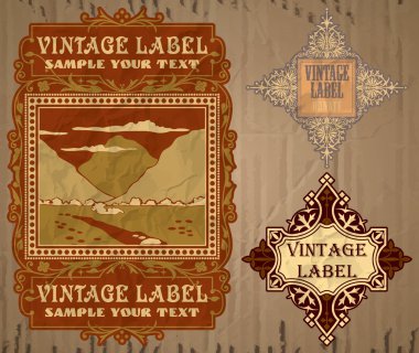 Vektör vintage öğeler: etiket art nouveau
