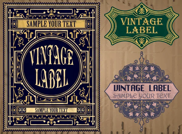 Vector vintage items: label art nouveau — Stock Vector