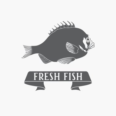 Balık - vektör. Logo, rozet veya etiket tasarım şablonu
