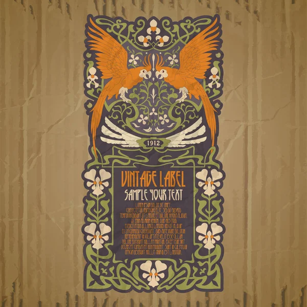 Vector Vintage Items Portada Art Nouveau — Vector de stock