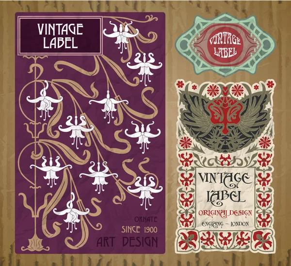 Vector Vintage Items Portada Art Nouveau — Vector de stock