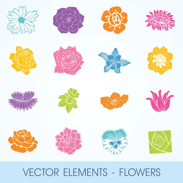 Elementi vettoriali - fiori, piante, foglie — Vettoriale Stock