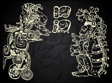 Meksika ve Peru yerli sanat siyah beyaz
