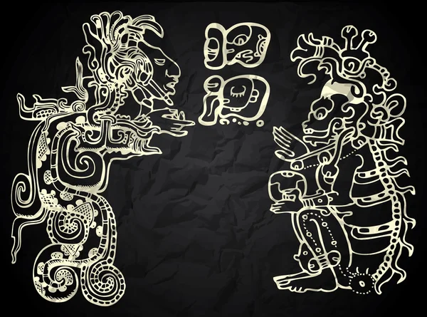 Arte nativo de México y Perú en blanco y negro — Vector de stock