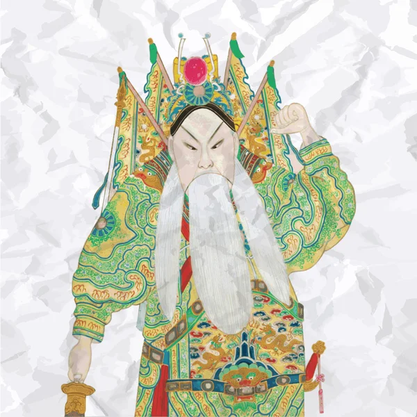 Figuras de ópera chinesa vintage coloridas - vetor pintado — Vetor de Stock