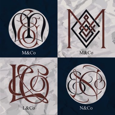 Vintage Monogram - 4 set - L ve Co, M ve Co, N ve Co