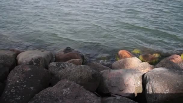 Olas de mar sobre rocas — Vídeo de stock