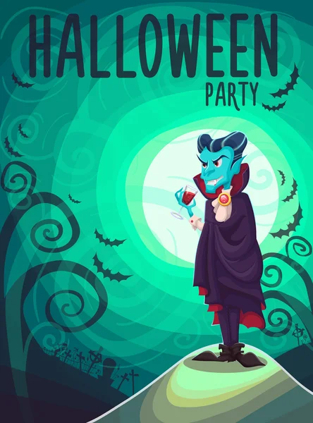 Vampire Dracula for Halloween. Vector poster background illustra