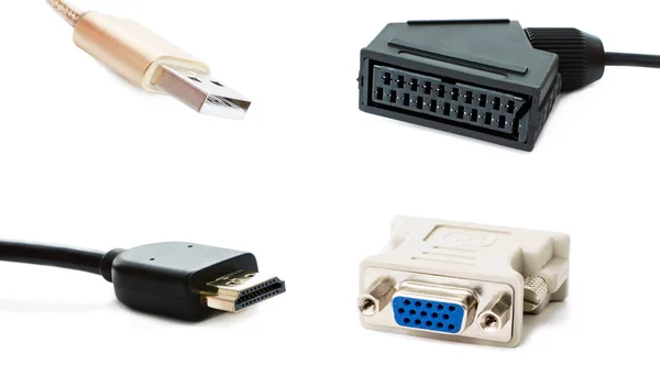 适配器 Scart、 Usb、 Hdmi 和 Dvi — 图库照片