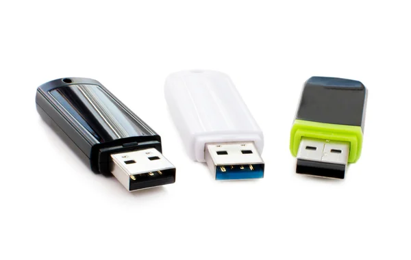 Three Flash memory card with the adapter USB — Stock Photo, Image