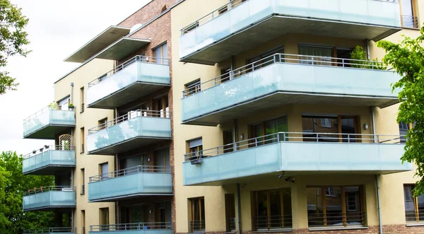 Modern house with beautiful glass balconies