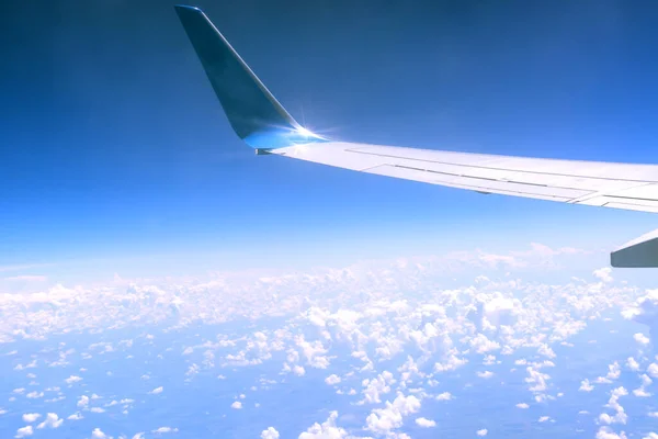 Sky View White Clouds Altitude Window Passenger Plane — Stock Photo, Image