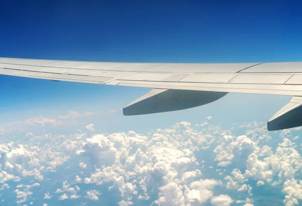 Sky View White Clouds Altitude Window Passenger Plane — Stock Photo, Image