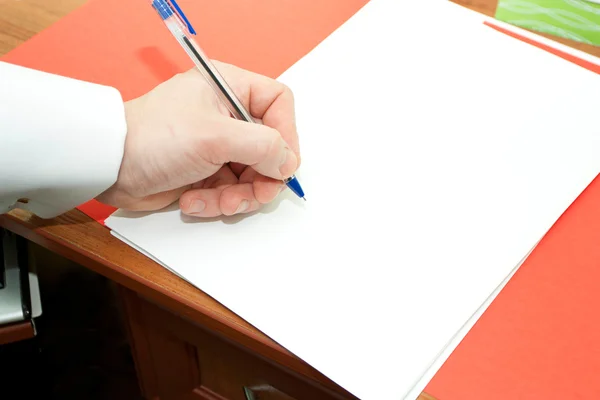 Signing of a clean sheet by the handle — Stock Photo, Image