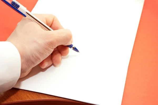 Signing of a clean sheet by the handle Stock Photo