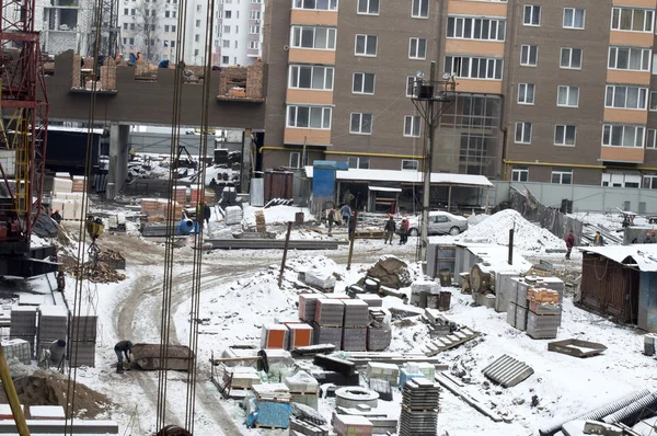 Baustelle mit verschiedenen Techniken und Materialien — Stockfoto