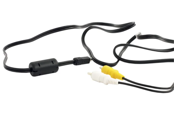 Cable adaptador de audio con color amarillo y blanco — Foto de Stock