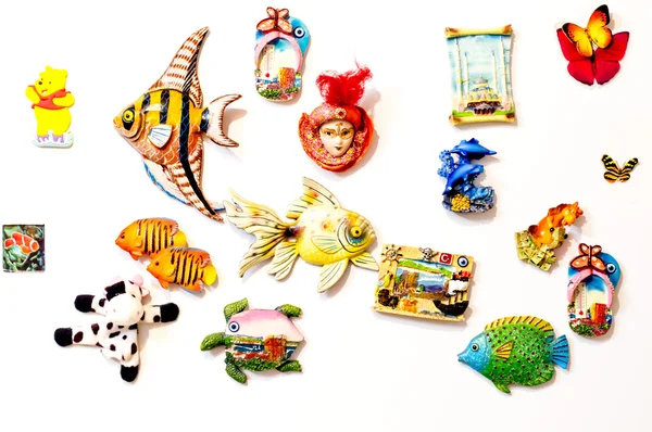 Decorative toys on magnets — Stock Photo, Image